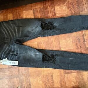 Purple Men's Slim Black Jeans